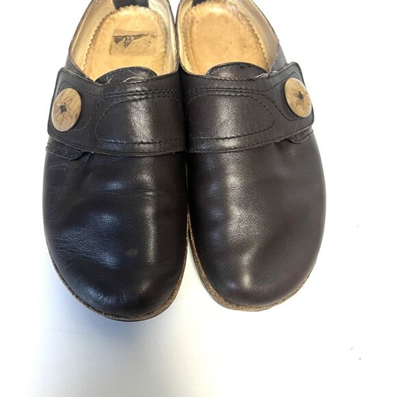 Haflinger Shoes Womens 40 US 9 Leather Mule Slip On Clogs Flats Comfort Brown - Picture 5 of 11